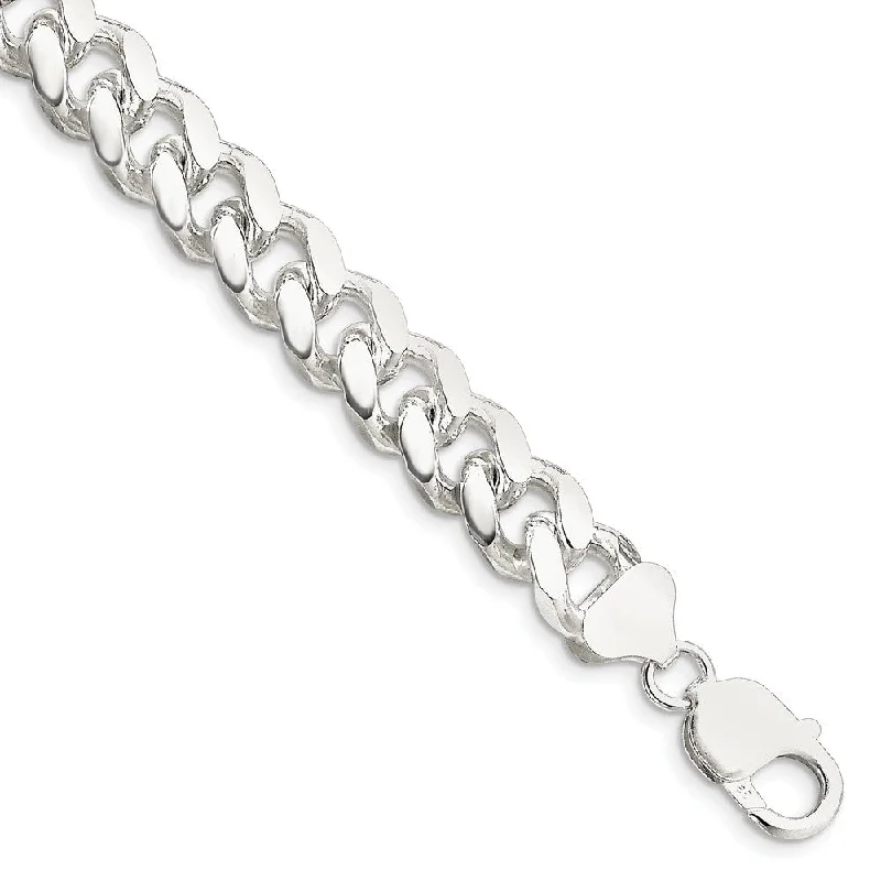 Men's 10.5mm Sterling Silver Solid D/C Domed Curb Chain Bracelet