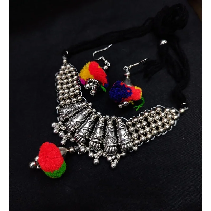 Akruti Collection Oxidised  Plated Necklace Set