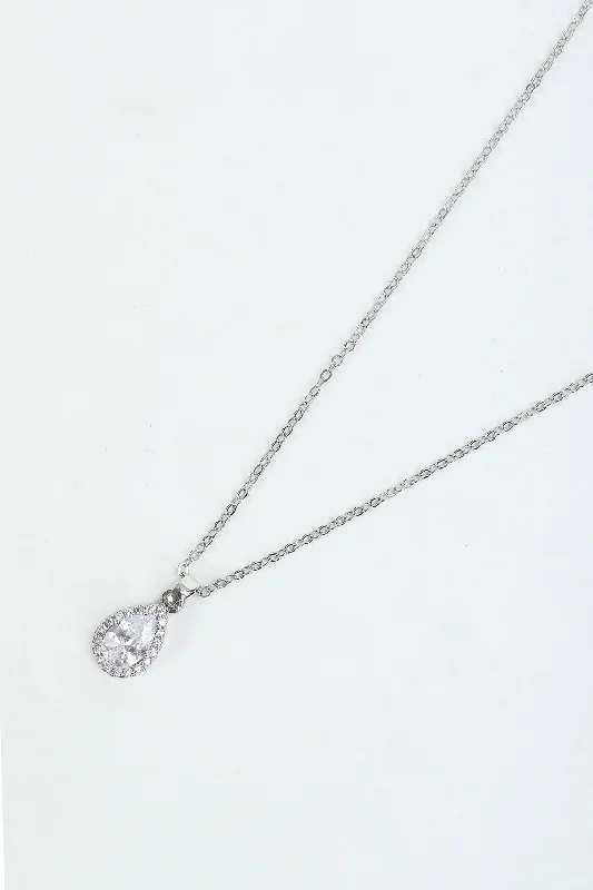 Teardrop Diamante Pendant Necklace