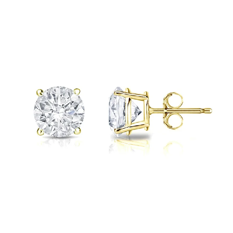 18k Gold Round 3/4ct TW Clarity Enhanced Diamond Stud Earrings