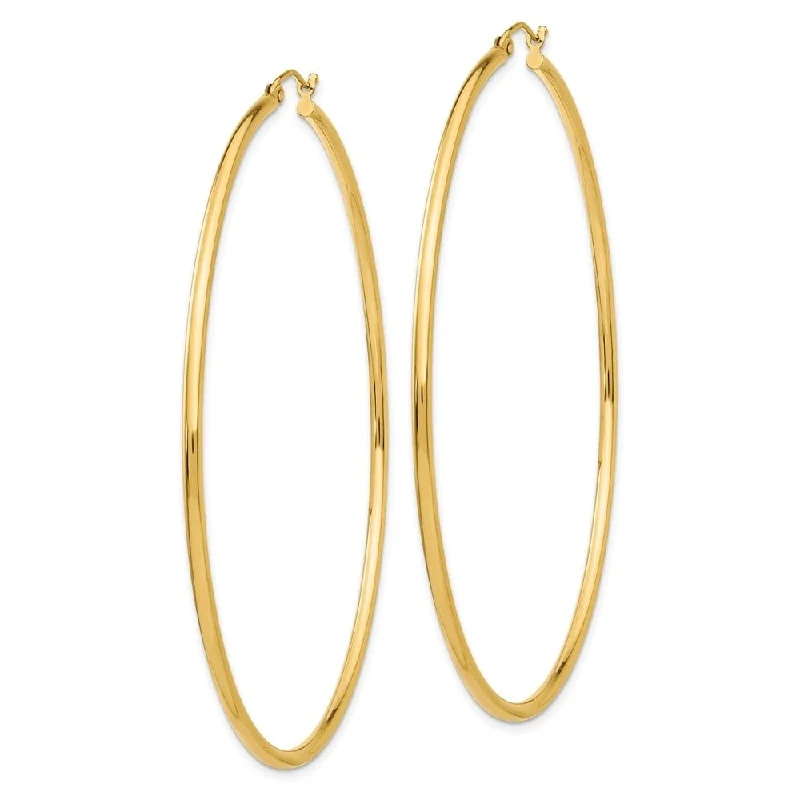 Diamond2Deal 14K Yellow Gold Lightweight Hoop Earrings (L- 70 mm, W- 2 mm)