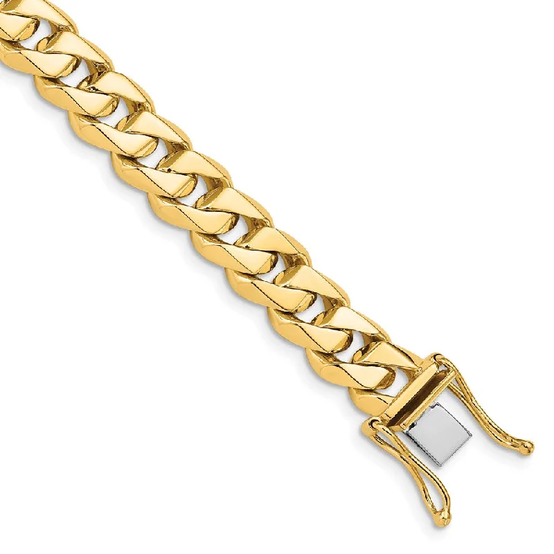 Men's 14k Yellow Gold, 10mm Traditional Curb Chain Bracelet - 8 Inch