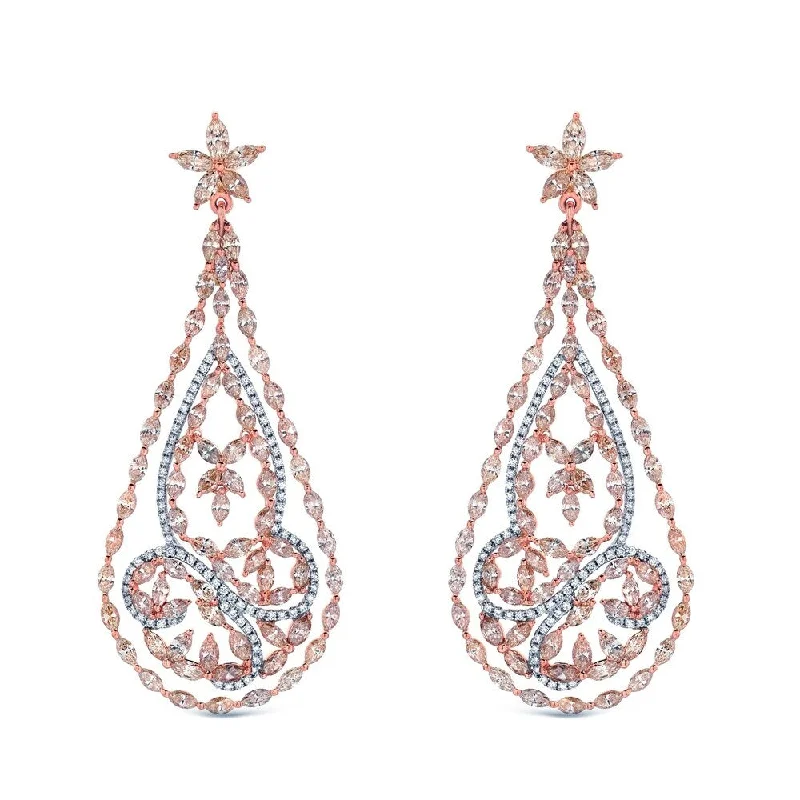 Auriya Unique 15 3/5ctw Fancy Diamond Dangle Earrings 14k Two-tone Gold (H-I, SI1-SI2)