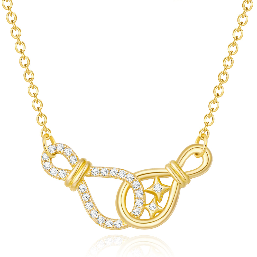 Fashion Chain Double Knot Necklace with Diamonds