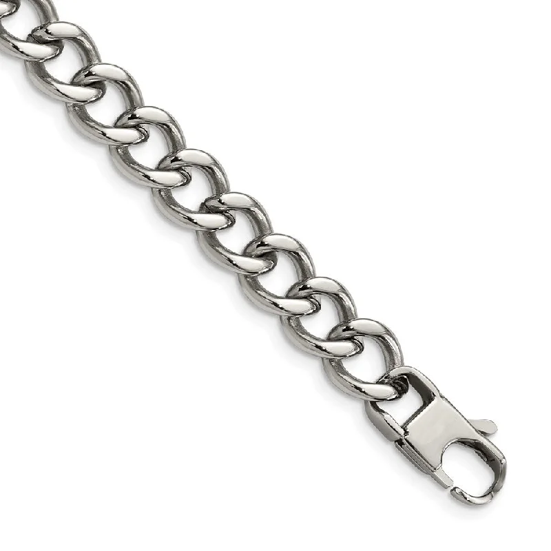 Men's Stainless Steel Polished Curb Chain 8.5 Inch Bracelet