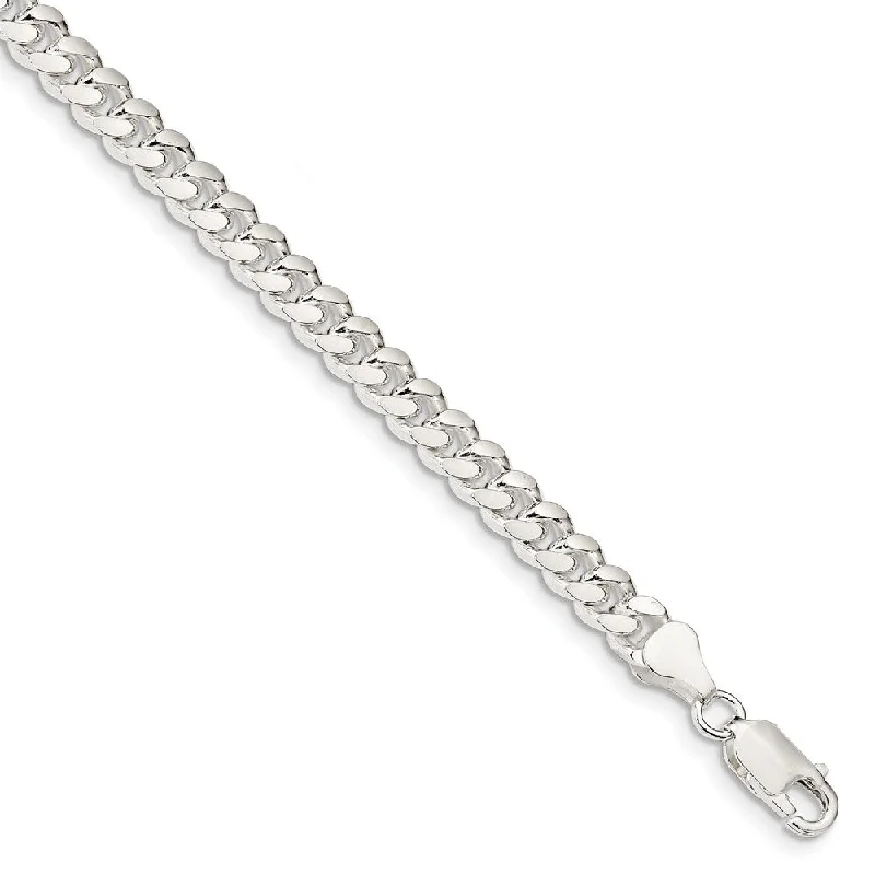 6mm Sterling Silver Solid D/C Domed Curb Chain Bracelet