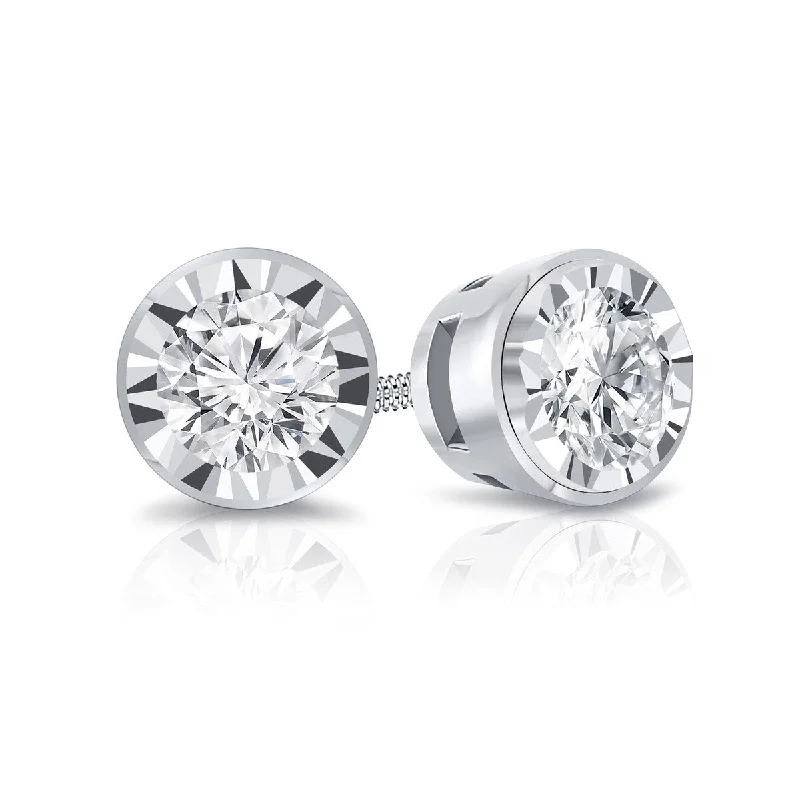 Auriya 1/5ctw Bezel-set Diamond Stud Earrings 14k Gold (G-H, SI1-SI2)