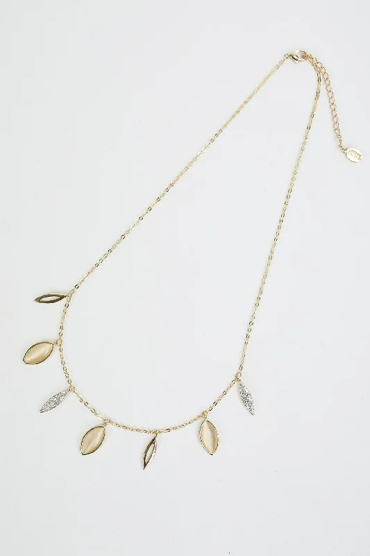 Crystal Drop Gold Necklace