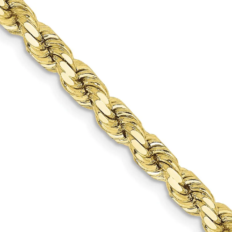 4.25mm 10K Yellow Gold Diamond Cut Solid Rope Chain Bracelet