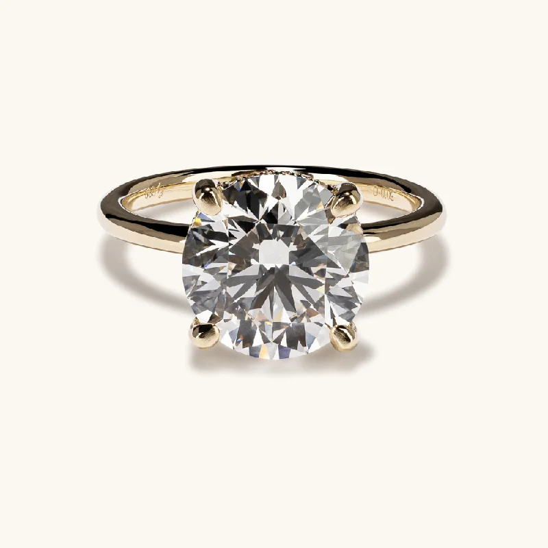 4.31 Round Lab Diamond Engagement Ring with Hidden Halo