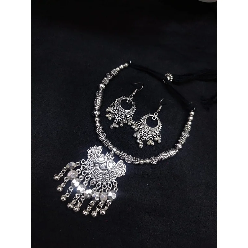 Akruti Collection Oxidised  Plated Necklace Set