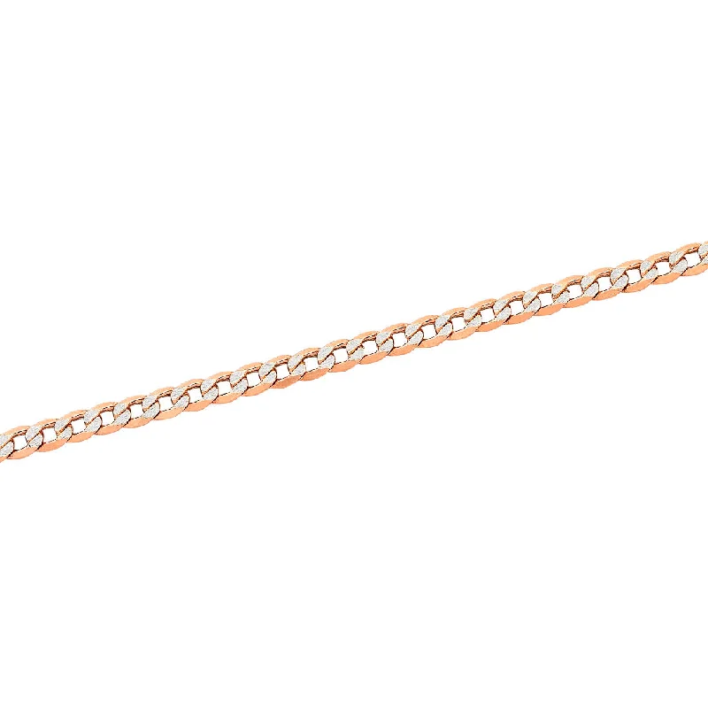 9ct Rose Gold Silver Infused Two Tone Curb Bracelet