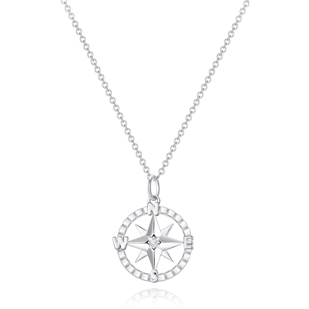 Graduation Season Silver Compass Necklace