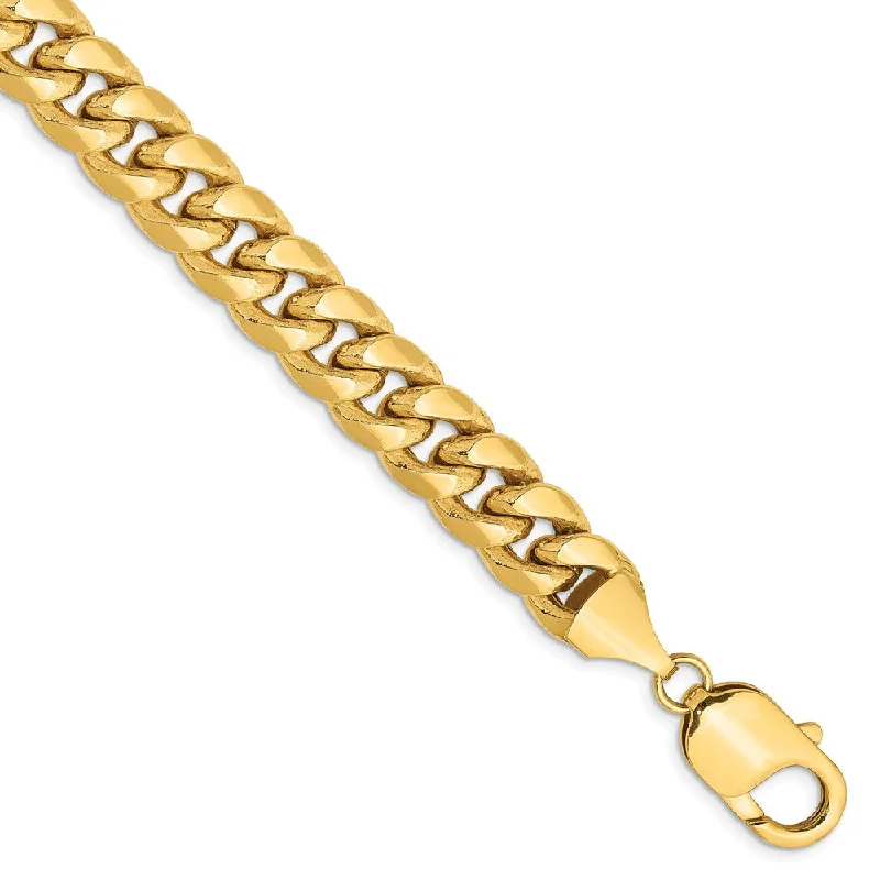 Men's 9.3mm 14k Yellow Gold Hollow Miami Cuban (Curb) Chain Bracelet