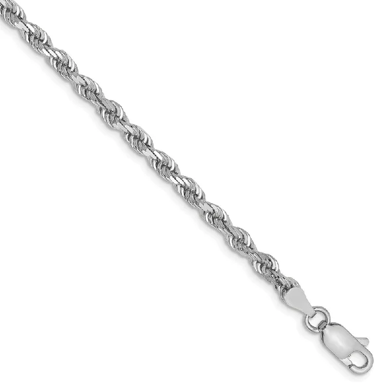 3.25mm 10k White Gold D/C Quadruple Rope Chain Bracelet