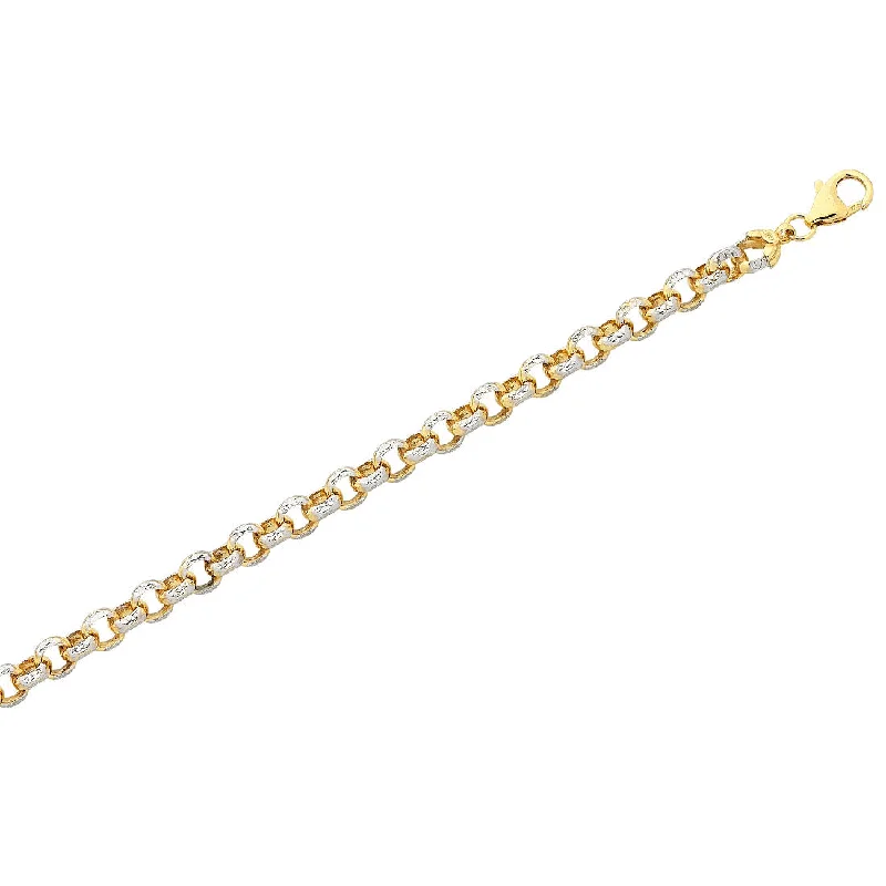 9ct Yellow Gold Silver Infused Two Tone Belcher Bracelet