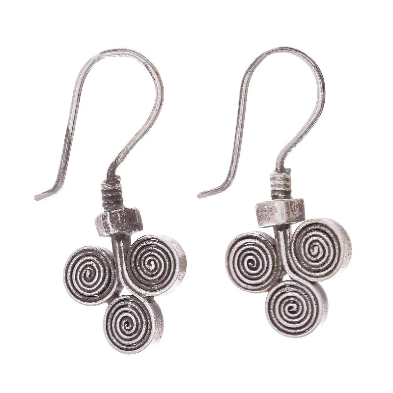 NOVICA Kariang Curls, Silver drop earrings - 1.2*0.6