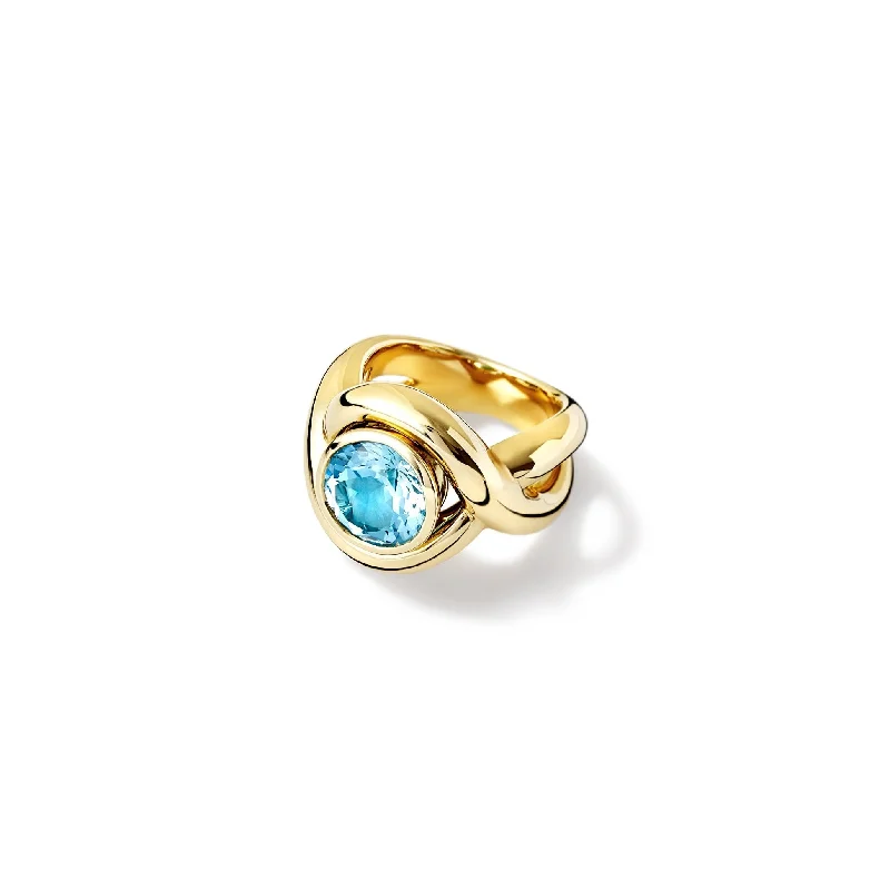 Severine Medium Ring Yellow Gold - Blue Topaz