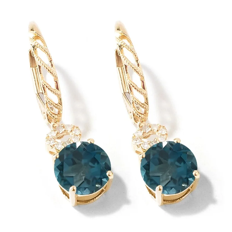 14Kt Gold London Blue Topaz Earrings