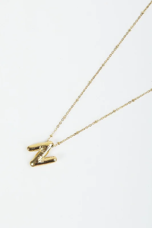 Bubble "N" Gold Initial Necklace