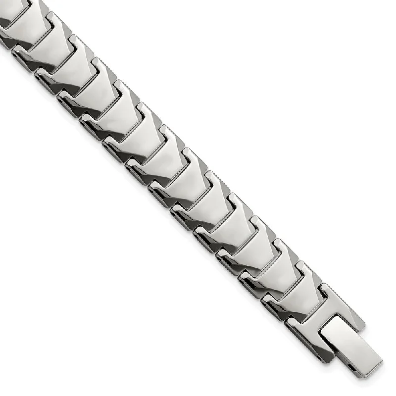 Men's 10mm Tungsten Polished Link Bracelet, 9 Inch