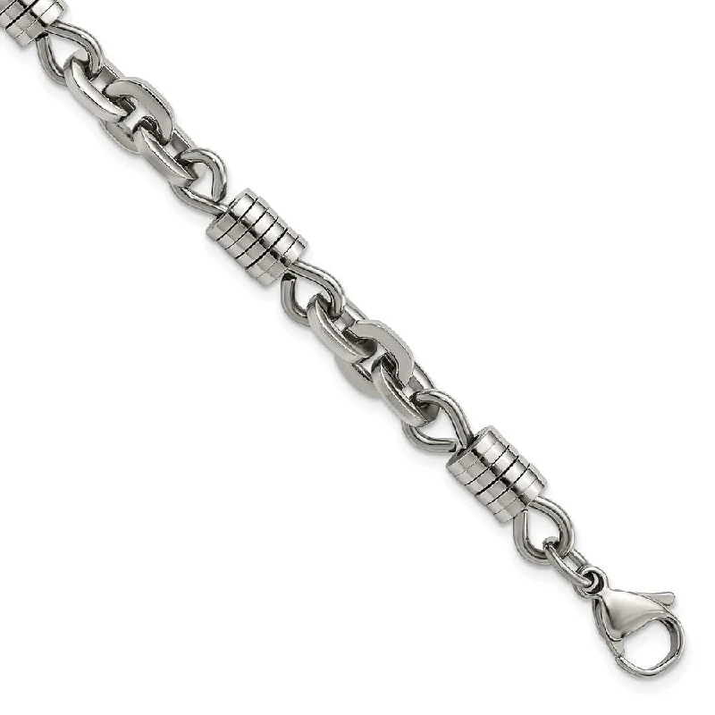 Men's Stainless Steel 6mm Coin Link Bracelet, 9 Inch