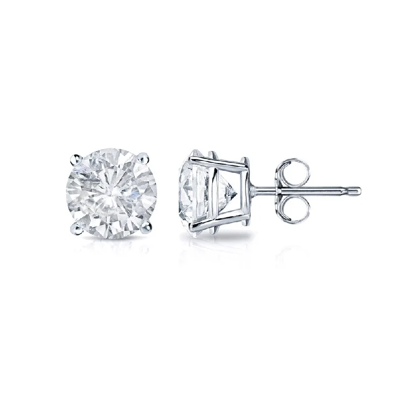 18k Gold Round 1ct TW Clarity Enhanced Diamond Stud Earrings (E-F, I1-I2)