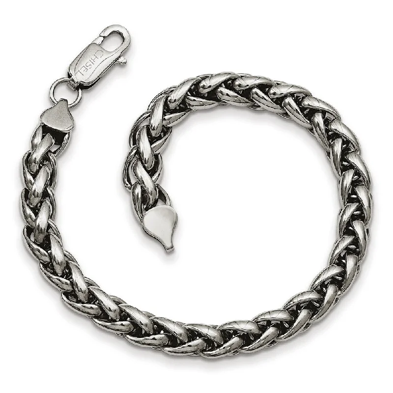 Men's Stainless Steel 7mm Polished Spiga Chain 8.5 Inch