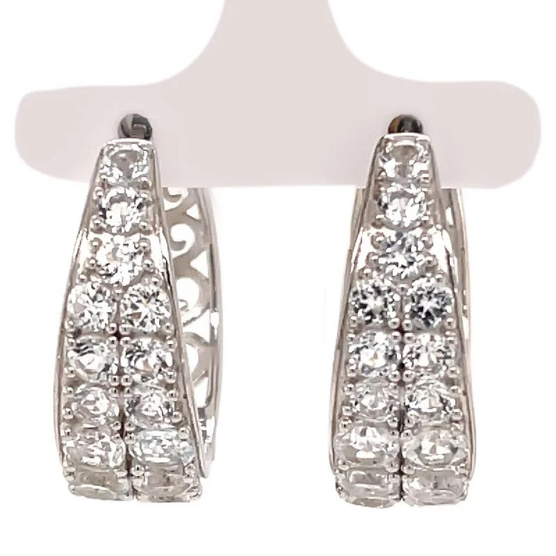 925 Sterling Silver White Topaz Earrings