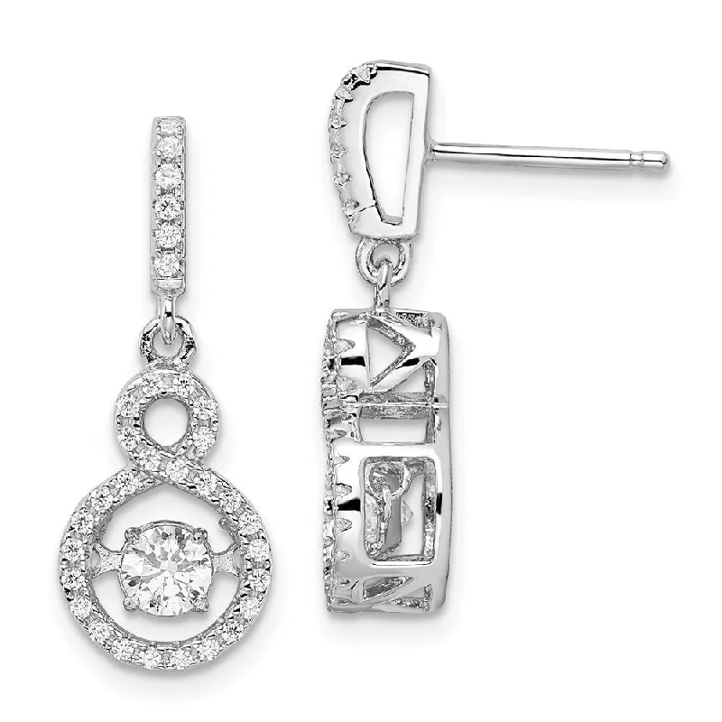 925 Sterling Silver Round Cut Cubic Zirconia Drop Earrings