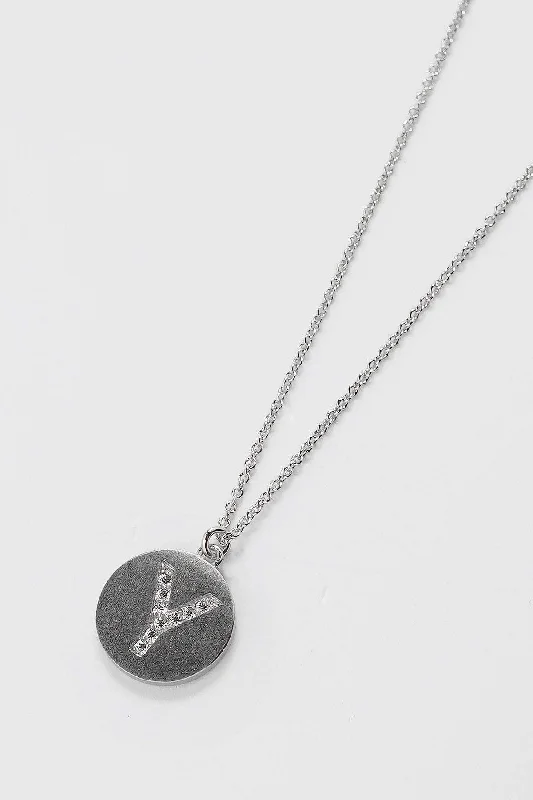 Y Initial Necklace in Silver