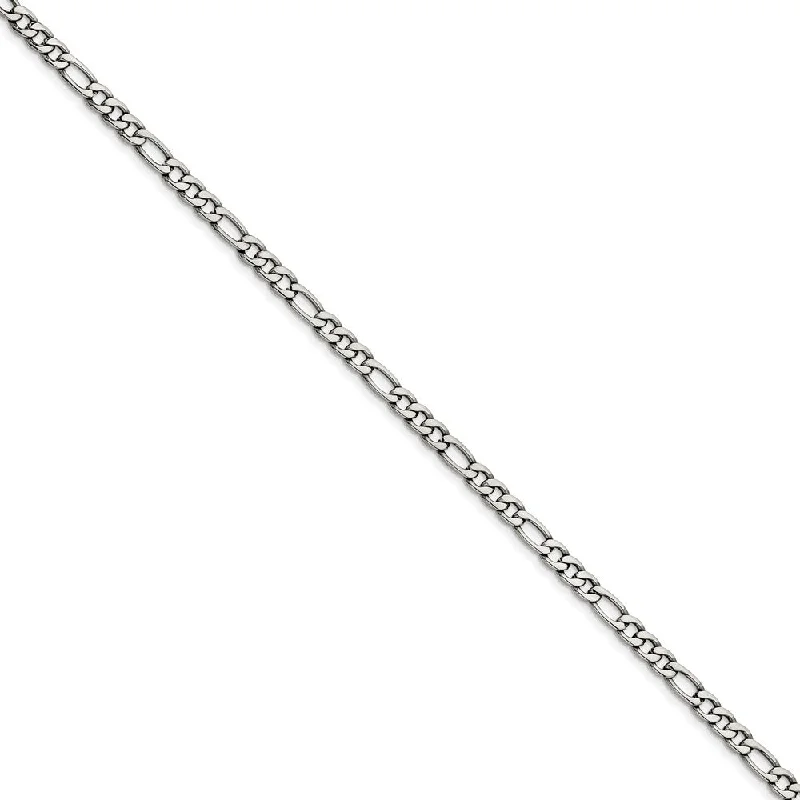 Men's 5.3mm Stainless Steel Figaro Chain Bracelet, 7 Inch