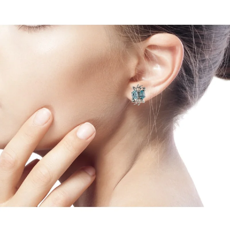 Blue Topaz Button Earrings, 'Azure Treasure' (India)