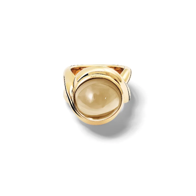 Severine Large Ring Yellow Gold - Cabochon Smoky Quartz