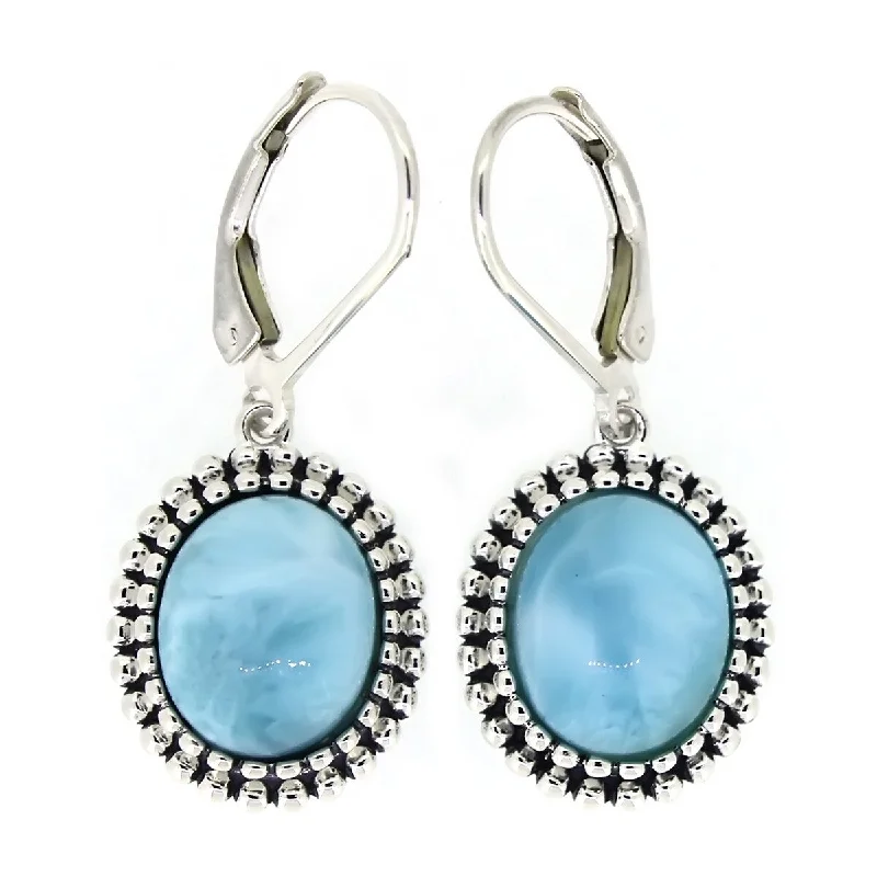 925 Sterling Silver Larimar Drop & Dangle Earrings