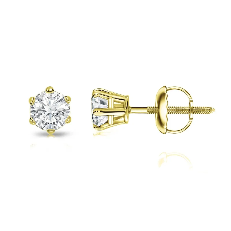 Auriya 14k Gold 1/4ctw Round Diamond Stud Earrings 6-Prong (I-J, SI2-SI3)