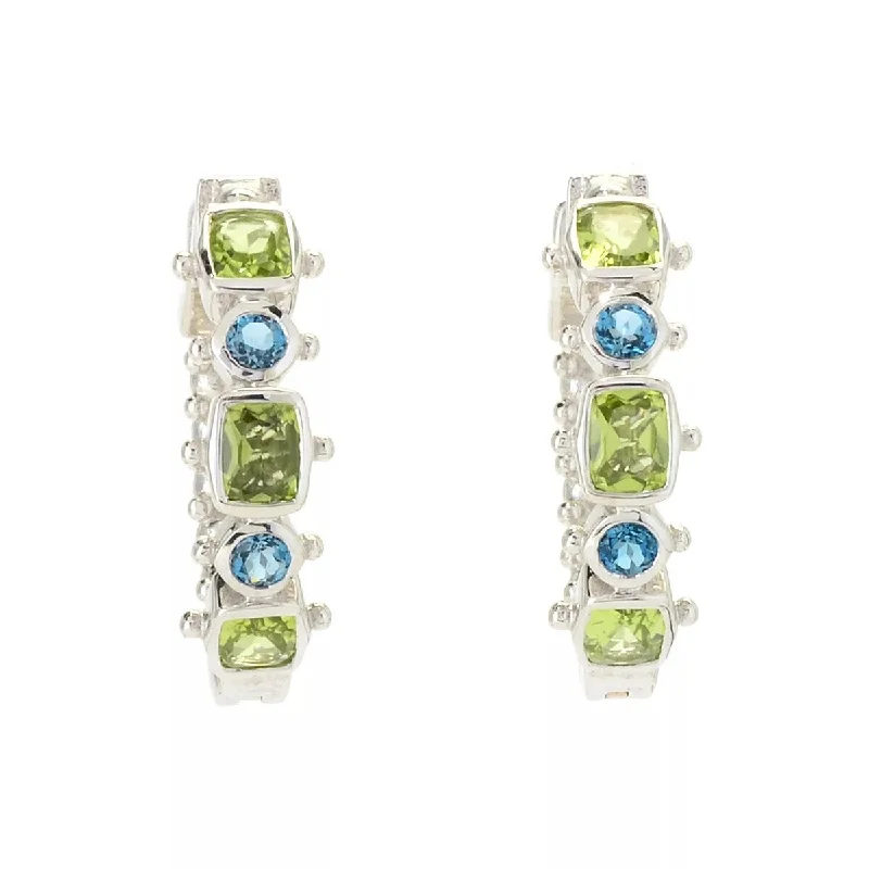 Dallas Prince Sterling Silver Choice of Gemstone Hoop Earrings