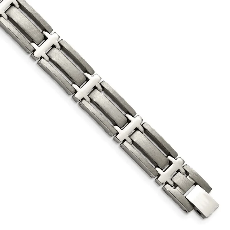 10mm Multi-Finish Titanium Open Link Bracelet - 8.75 Inch