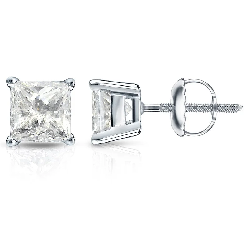 Auriya 14k Gold 2ctw Princess-cut Diamond Stud Earrings