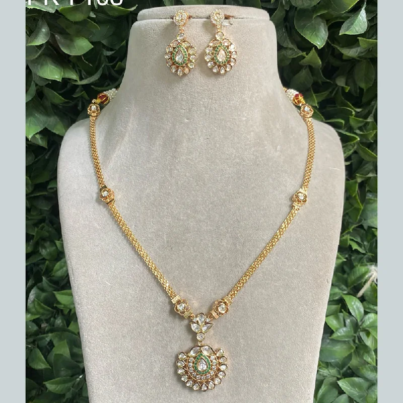 Royal Kundan Jewellery Gold Plated Polki Kundan Stone Necklace Set