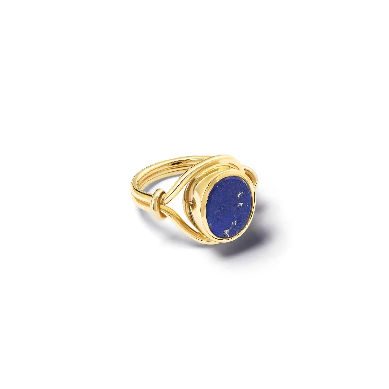 Agricola Signet Ring Yellow Gold - Lapis Lazuli