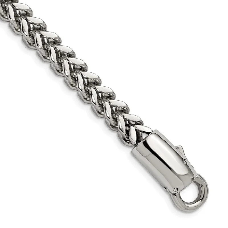 8mm Stainless Steel Antiqued & Polished Franco Chain Bracelet, 8.5 In