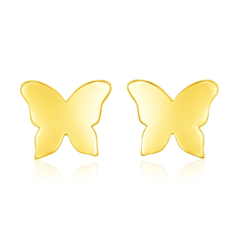 14k Yellow Gold Polished Butterfly Earrings