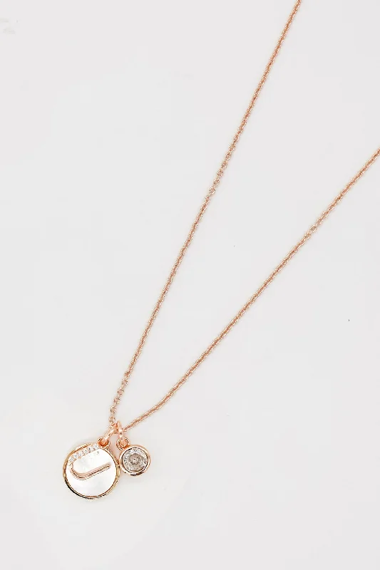 U Initial Necklace in Rose Gold