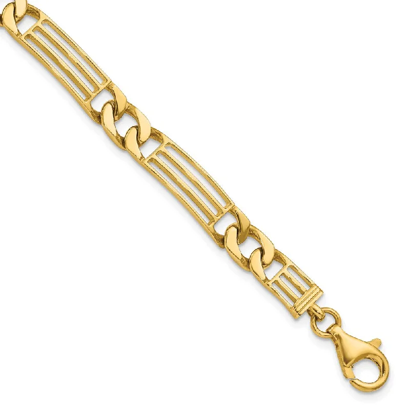 Men's 7mm 14k Yellow Gold Polished Link Bracelet, 8.5 Inch