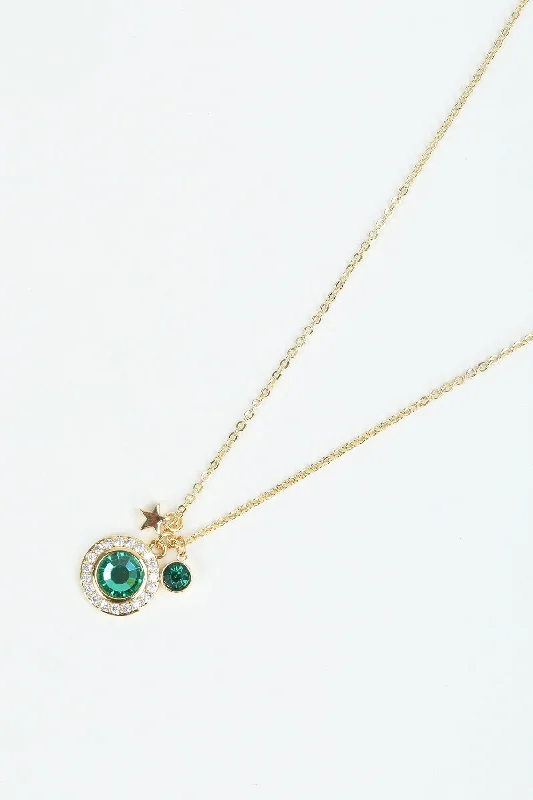 May Birthstone Charm Necklace