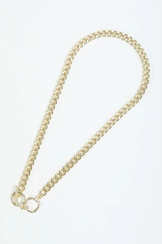 Gold T-Bar Chain Necklace