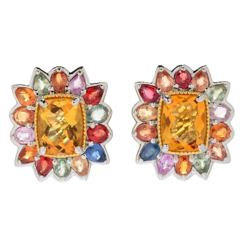 Dallas Prince Citrine & Multi Sapphire Stud Earrings. Collection: Classic Dallas