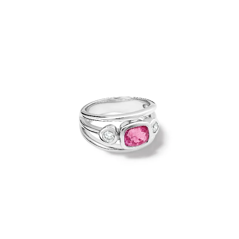 Aeneus Ring 18ct White Gold - Pink Sapphire & Diamond