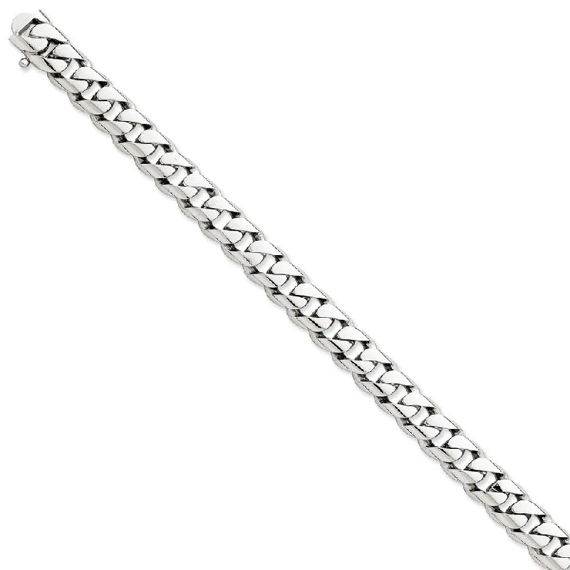 Men's 14k White Gold, 9mm Curb Chain Link Bracelet - 8 Inch